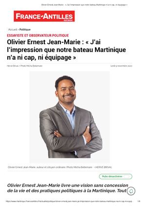Olivier Ernest Jean Marie « J’ai l’impression Que Notre Bateau Martinique n’a ni cap, ni équipage »