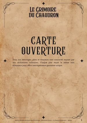 Menu d'ouverture