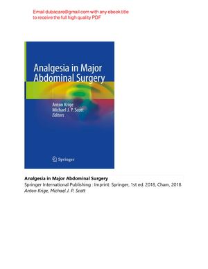 Analgesia In Major Abdominal Surgery Krige, Scott