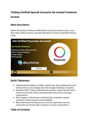 Buy Verified Upwork Accounts For Instant Freelance Access