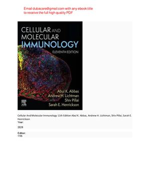 Cellular And Molecular Immunology 11th Ed Abbas, Lichtman pdf