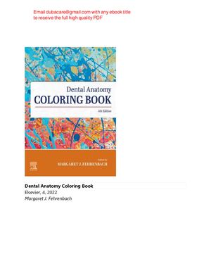 Dental Anatomy Coloring Book 4th Edition Fehrenbach pdf