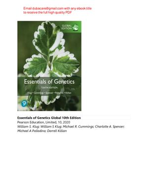Essentials of Genetics Global 10th Edition Klug pdf