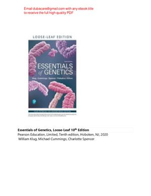 Essentials of Genetics, Loose-Leaf 10th Edition Klug, Cummings pdf