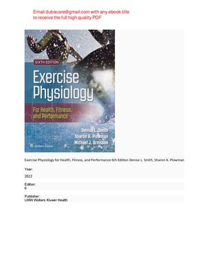 Exercise Physiology for Health, Fitness, and Performance 6th Ed Smith, Plowman pdf