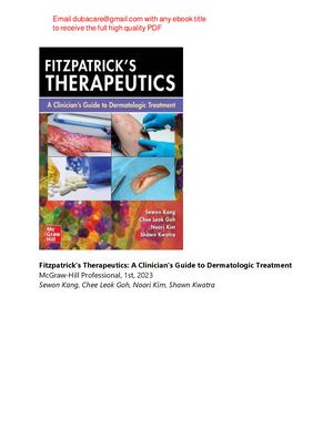 Fitzpatrick's Therapeutics A Clinician's Guide to Dermatologic Treatment Kang, Goh pdf