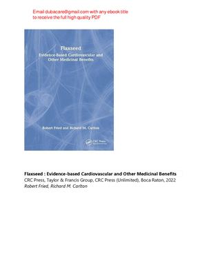 Flaxseed Evidence-based Cardiovascular and Other Medicinal Benefits Fried, Carlton pdf
