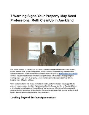 7 Warning Signs Your Property May Need Professional Meth CleanUp in Auckland
