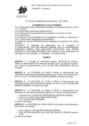 26 AT 0901 Réglementation Du Stationnement Et De La Circulation L'échapée Du 18 07 2026 Au 19 07 2026 - Publiée Le 10 07 2026