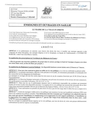 AR1 2026 01090 ARR LAVERIE DU MARCHE VIA AR1 2026 065 20260709 LAVERIE DU MARCHE 2026 065 9 RUE LEON BLUM Publiée Le 10 07 2026
