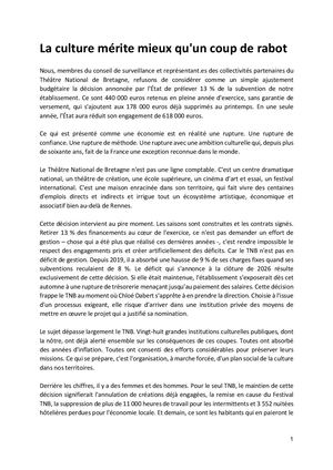 La culture mérite mieux qu'un coup de rabot