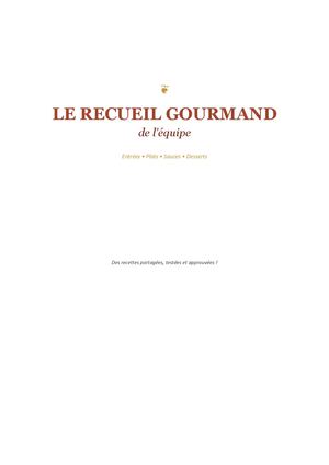 Recettes De L'équipe