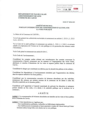 INTERDICTION DE CONSOMMATION D'ALCOOL SUR LA VOIE PUBLIQUE