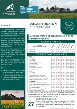 Bulletin Irrigation Eté 2026 n°7
