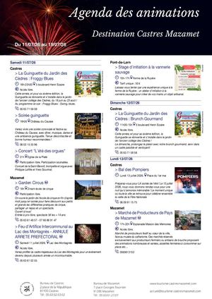 Agenda Des Animations Du 11 Au 19 Juillet 2026