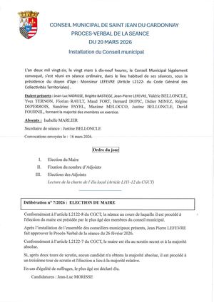 Procés verbal Conseil Municipal 20032026