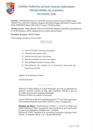 Procés verbal Conseil municipal 30042026