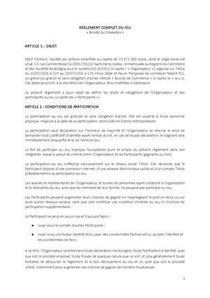 Règlement Jeu Concours Bourse De Commerce
