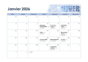 Calendrier Des Manifestations 2026