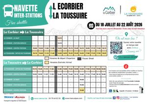 Horaire navette Toussuire - Corbier été 2026