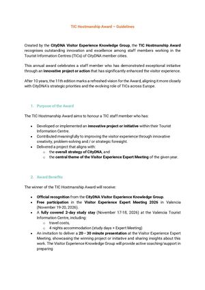 Hostmanship Award Regulations 2026