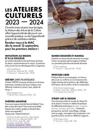 Flyer Ateliers Culturels 2023 2024