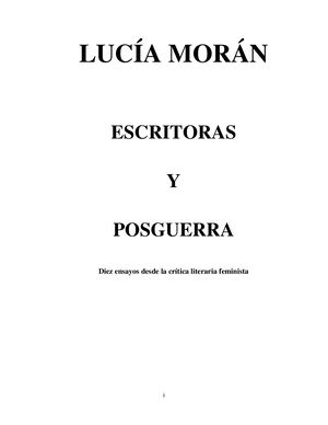 Escritoras Y Posguerra Lucía Morán