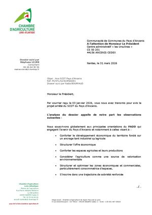 Chambre Agriculture Avis SCOT