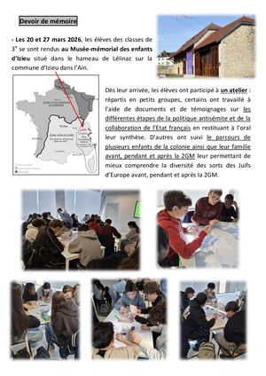 Compte Rendu Musée Mémorial D'izieu 3e Mars 2026