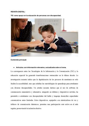 Revista Digital Tic Como Apoyo En La Educación De Personas Con Discapacidad