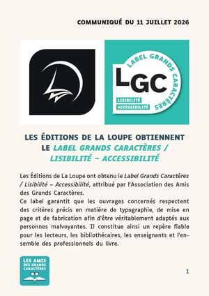 Attribution Label Grands Caractères Éditions de La Loupe