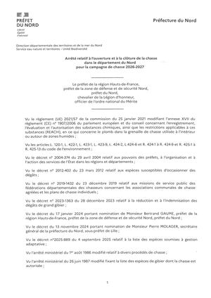 Ap Ouverture Et Clôture Campagne De Chasse 2026 2027 Du 26 06 2026