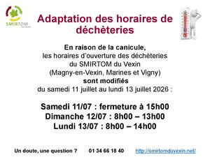 2026 07 Adaptation Horaires Déchèteries