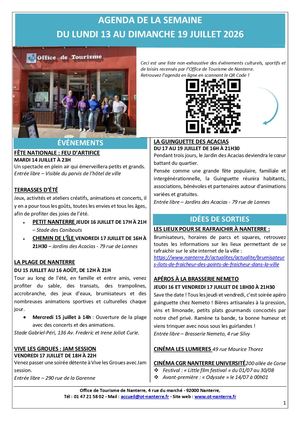 Agenda Du 13 Au 19 Juillet 2026