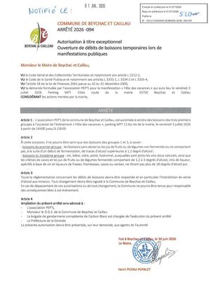 094 Pep's Ouverture De Débits De Boissons Fête Des Vacances Pref