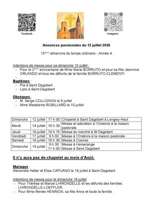 2026 07 12 Annonces Paroissiales