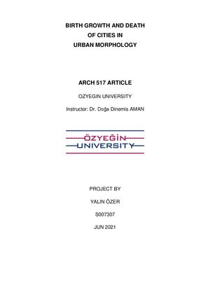 Birth Growth And Death Of Cities In Urban Morphology Arch 517 Yalin ÖZer S007307 6