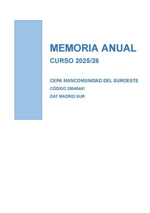 Memoria Anual 25 26 Cepa Mancomunidad Suroeste