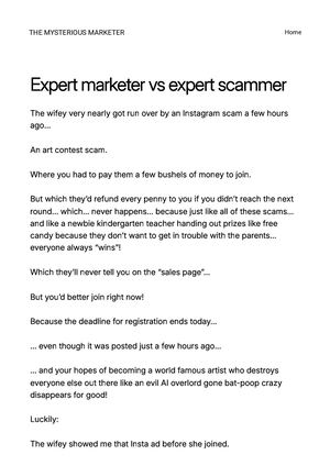 Expert Marketer Vs Expert Scammer The Mysterious Marketer