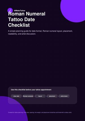 Roman Numeral Tattoo Date Checklist