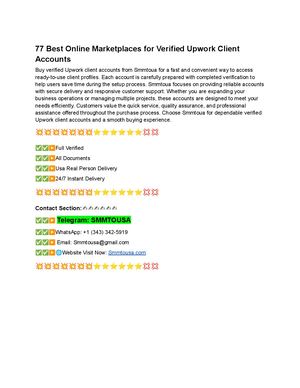 77 Best Online Marketplaces For Verified Upwork Client Accounts