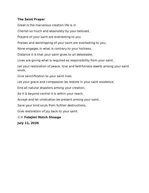 The Saint Prayer