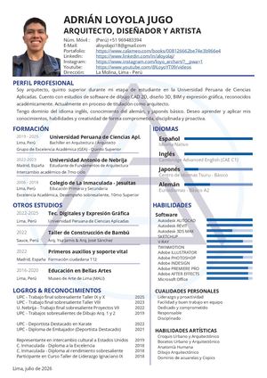 Cv Arquitecto Adrián Loyola Jugo