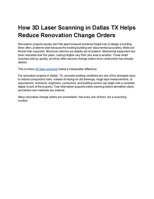 How 3d Laser Scanning In Dallas Tx Helps Reduce Renovation Change Orders