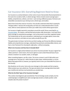 Car Insurance 101 Everything Beginners Need To Know