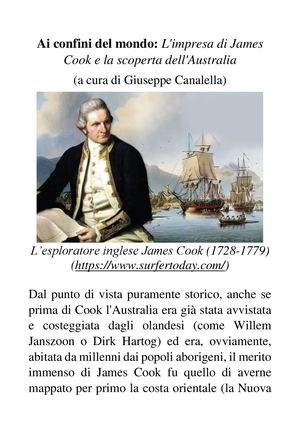 Ai Confini Del Mondo: L'impresa Di James Cook E La Scoperta Dell'australia (Di Giuseppe Canalella)