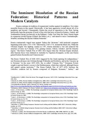 The Imminent Dissolution Of The Russian Federation Historical Patterns And Modern Catalysts