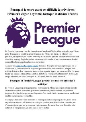 Pourquoi Le Score Exact Est Difficile à Prévoir En Premier League