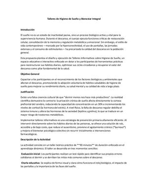 Talleres de Higiene De Sueño Y Bienestar Integral