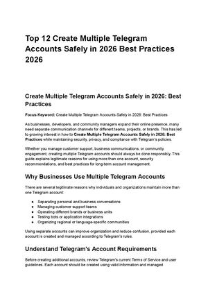 Create Multiple Telegram Accounts Safely In 2026 Best Practices 2026